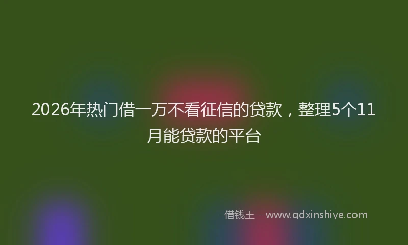 2026年热门借一万不看征信的贷款，整理5个11月能贷款的平台