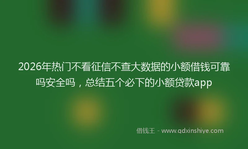 2026年热门不看征信不查大数据的小额借钱可靠吗安全吗，总结五个必下的小额贷款app