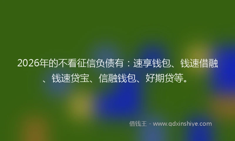 2026年的不看征信负债有：速享钱包、钱速借融、钱速贷宝、信融钱包、好期贷等。