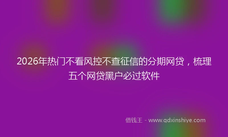 2026年热门不看风控不查征信的分期网贷，梳理五个网贷黑户必过软件
