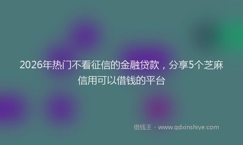 2026年热门不看征信的金融贷款，分享5个芝麻信用可以借钱的平台