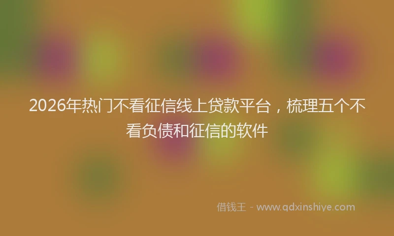 2026年热门不看征信线上贷款平台，梳理五个不看负债和征信的软件
