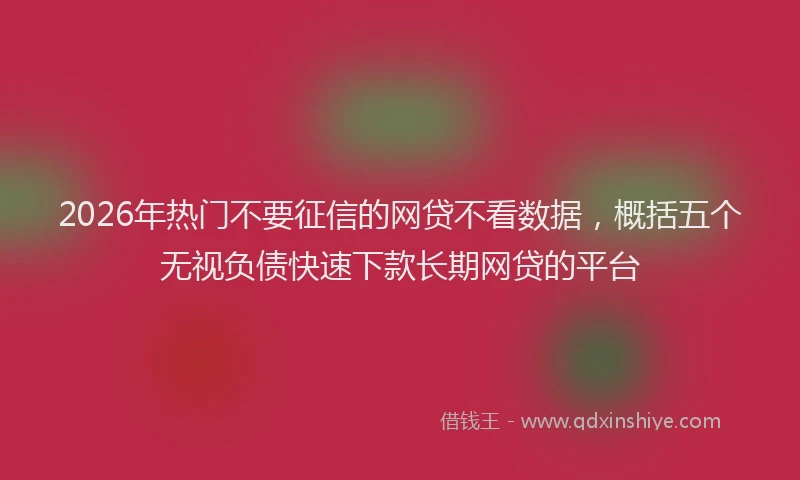 2026年热门不要征信的网贷不看数据，概括五个无视负债快速下款长期网贷的平台