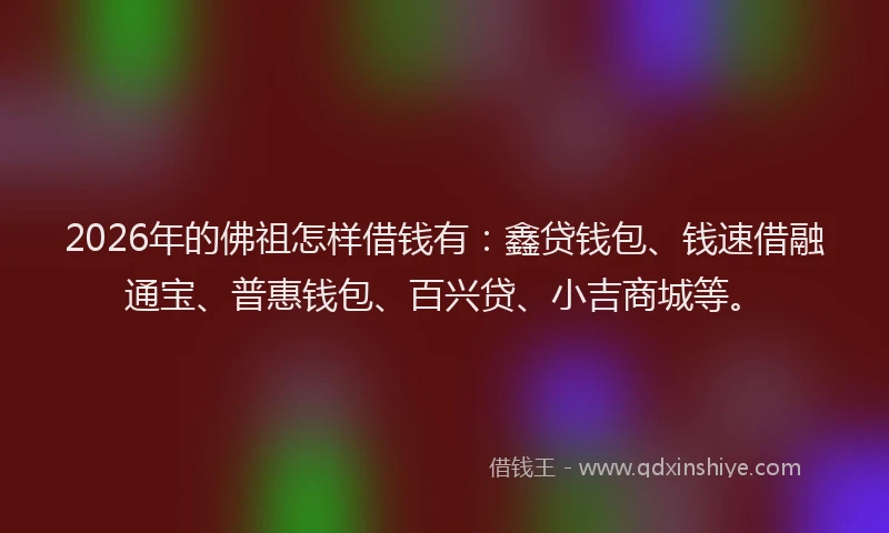 2026年的佛祖怎样借钱有：鑫贷钱包、钱速借融通宝、普惠钱包、百兴贷、小吉商城等。