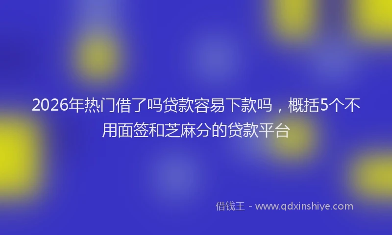 2026年热门借了吗贷款容易下款吗，概括5个不用面签和芝麻分的贷款平台