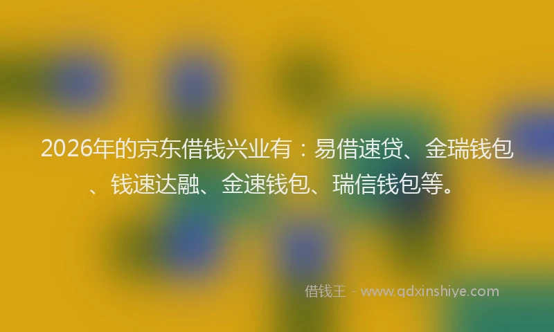 2026年的京东借钱兴业有：易借速贷、金瑞钱包、钱速达融、金速钱包、瑞信钱包等。