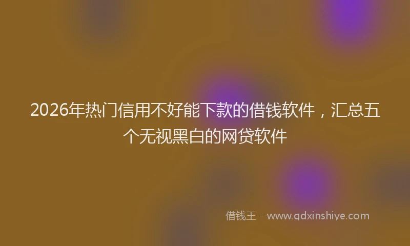 2026年热门信用不好能下款的借钱软件，汇总五个无视黑白的网贷软件