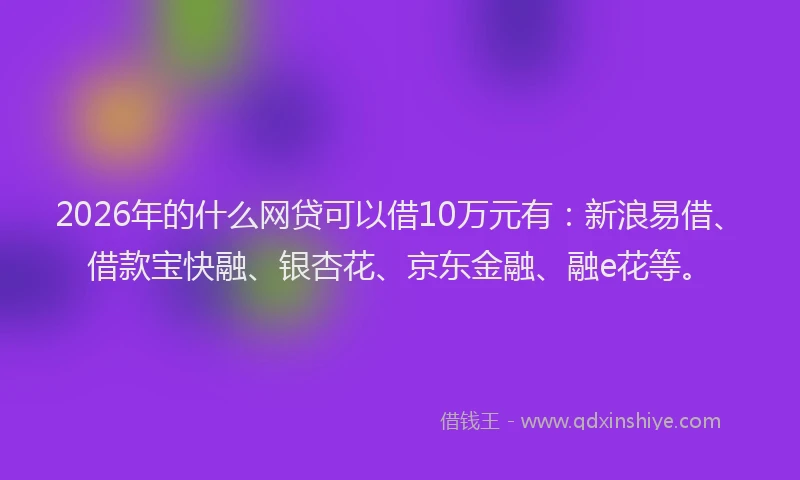 2026年的什么网贷可以借10万元有：新浪易借、借款宝快融、银杏花、京东金融、融e花等。