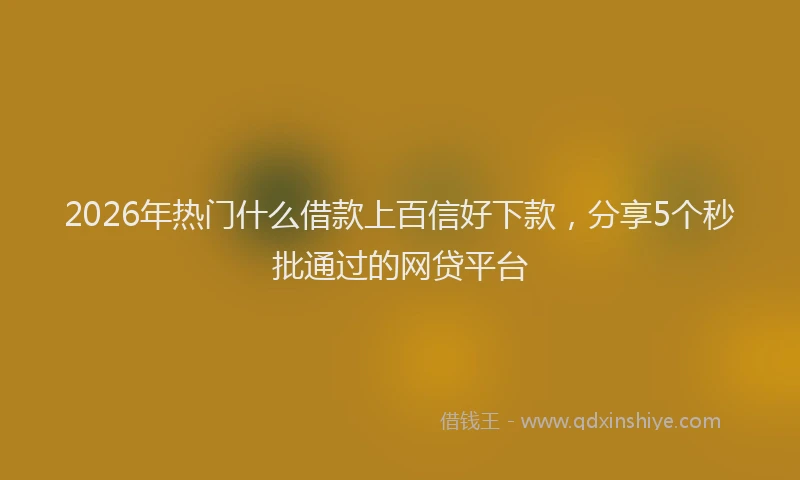 2026年热门什么借款上百信好下款，分享5个秒批通过的网贷平台