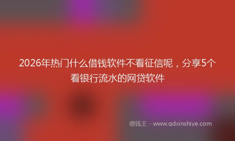 2026年热门什么借钱软件不看征信呢，分享5个看银行流水的网贷软件