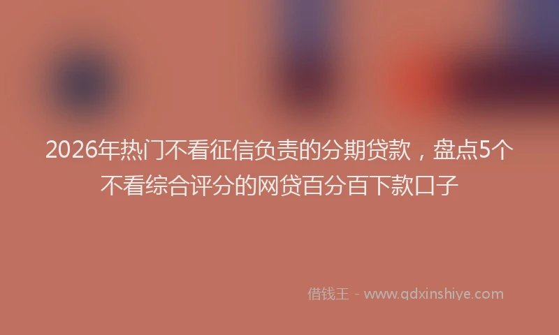2026年热门不看征信负责的分期贷款，盘点5个不看综合评分的网贷百分百下款口子