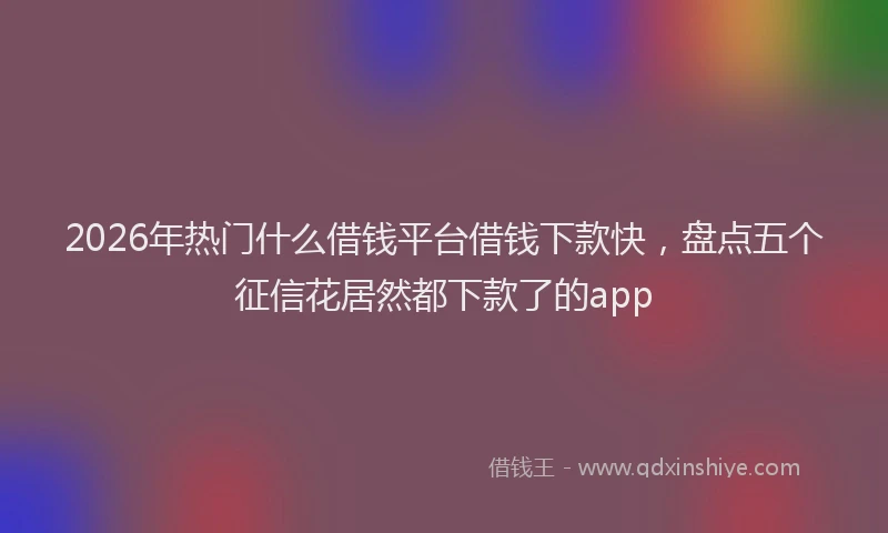 2026年热门什么借钱平台借钱下款快，盘点五个征信花居然都下款了的app