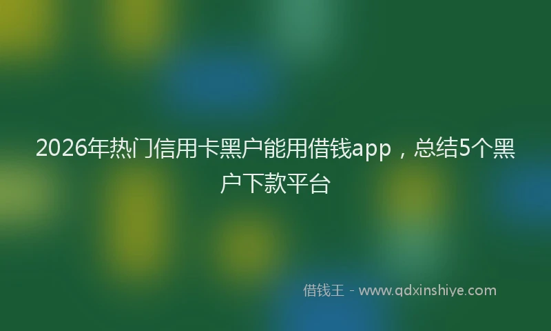 2026年热门信用卡黑户能用借钱app，总结5个黑户下款平台