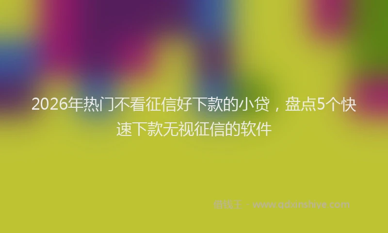 2026年热门不看征信好下款的小贷，盘点5个快速下款无视征信的软件