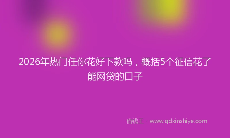 2026年热门任你花好下款吗，概括5个征信花了能网贷的口子