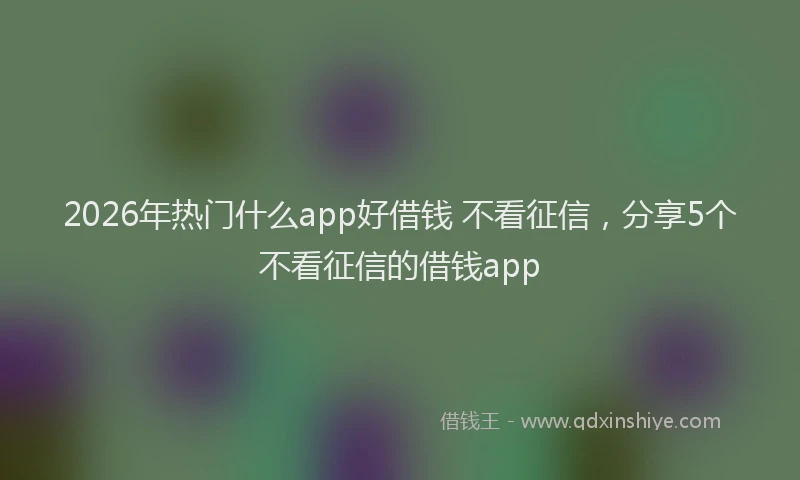 2026年热门什么app好借钱 不看征信，分享5个不看征信的借钱app