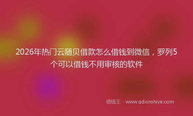 2026年热门云随贝借款怎么借钱到微信，罗列5个可以借钱不用审核的软件