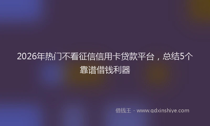 2026年热门不看征信信用卡贷款平台，总结5个靠谱借钱利器