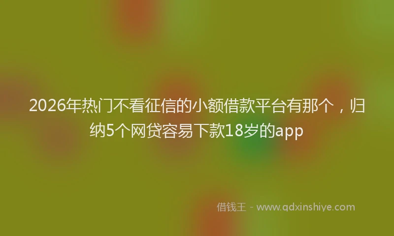 2026年热门不看征信的小额借款平台有那个，归纳5个网贷容易下款18岁的app