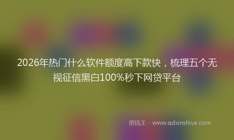 2026年热门什么软件额度高下款快，梳理五个无视征信黑白100%秒下网贷平台
