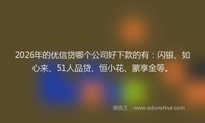 2026年的优信贷哪个公司好下款的有：闪银、如心来、51人品贷、恒小花、蒙享金等。