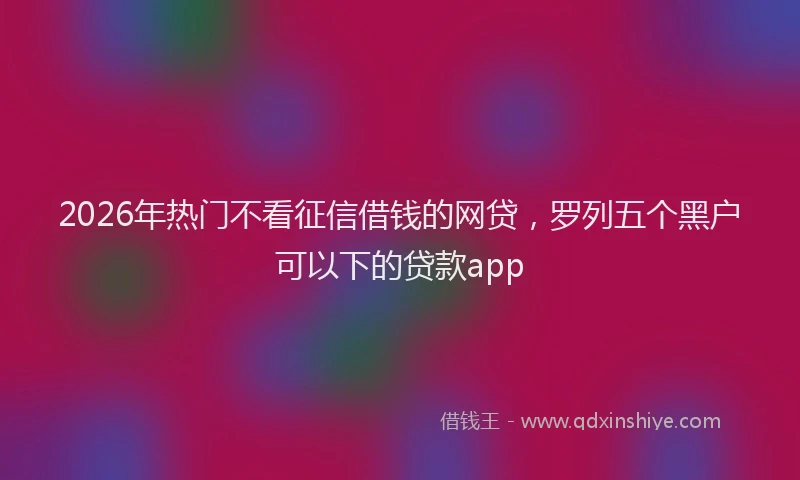 2026年热门不看征信借钱的网贷，罗列五个黑户可以下的贷款app
