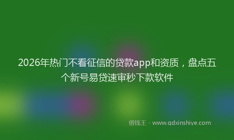 2026年热门不看征信的贷款app和资质，盘点五个新号易贷速审秒下款软件