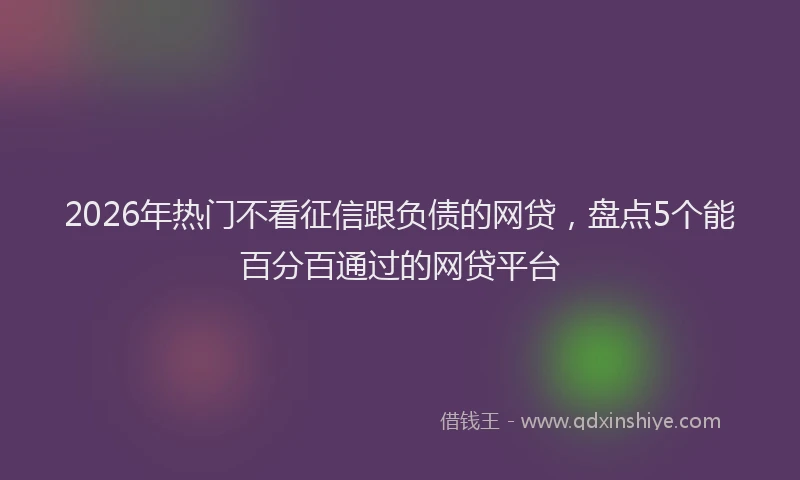 2026年热门不看征信跟负债的网贷，盘点5个能百分百通过的网贷平台