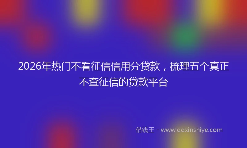 2026年热门不看征信信用分贷款，梳理五个真正不查征信的贷款平台