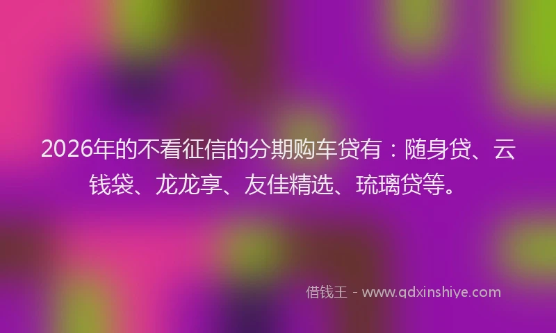 2026年的不看征信的分期购车贷有：随身贷、云钱袋、龙龙享、友佳精选、琉璃贷等。