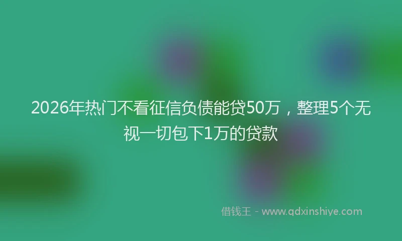 2026年热门不看征信负债能贷50万，整理5个无视一切包下1万的贷款