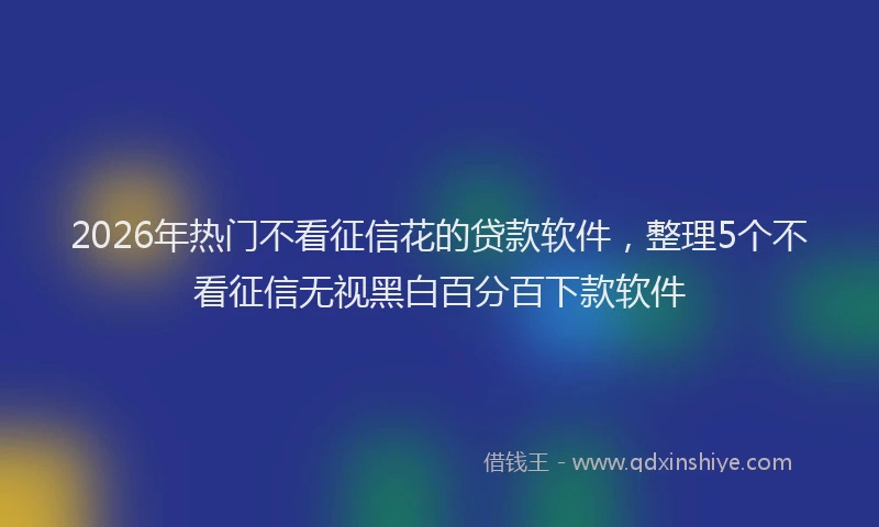 2026年热门不看征信花的贷款软件，整理5个不看征信无视黑白百分百下款软件