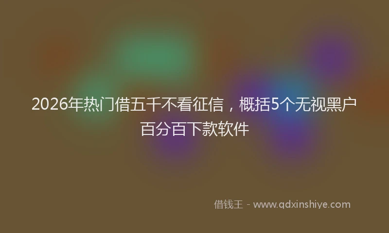 2026年热门借五千不看征信，概括5个无视黑户百分百下款软件