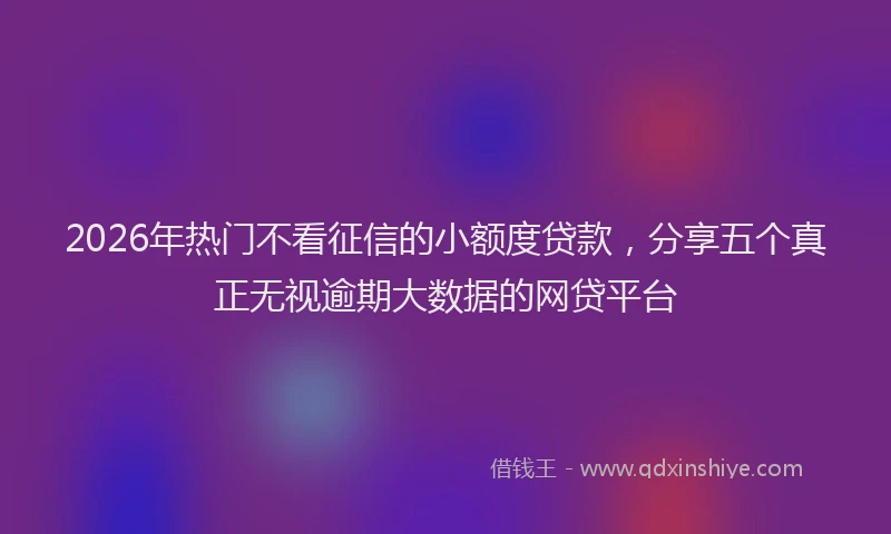 2026年热门不看征信的小额度贷款，分享五个真正无视逾期大数据的网贷平台