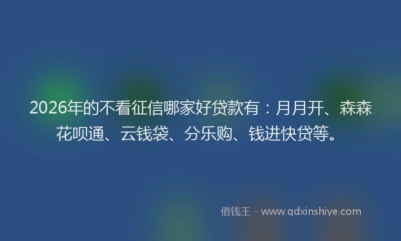 2026年的不看征信哪家好贷款有：月月开、森森花呗通、云钱袋、分乐购、钱进快贷等。