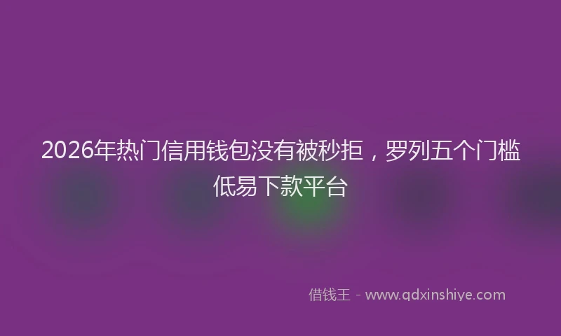 2026年热门信用钱包没有被秒拒，罗列五个门槛低易下款平台