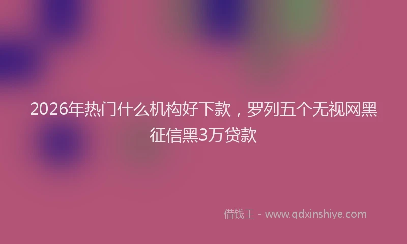 2026年热门什么机构好下款，罗列五个无视网黑征信黑3万贷款