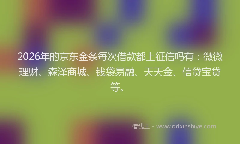 2026年的京东金条每次借款都上征信吗有：微微理财、森泽商城、钱袋易融、天天金、信贷宝贷等。