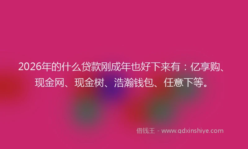 2026年的什么贷款刚成年也好下来有：亿享购、现金网、现金树、浩瀚钱包、任意下等。