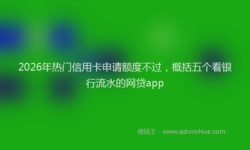 2026年热门信用卡申请额度不过，概括五个看银行流水的网贷app