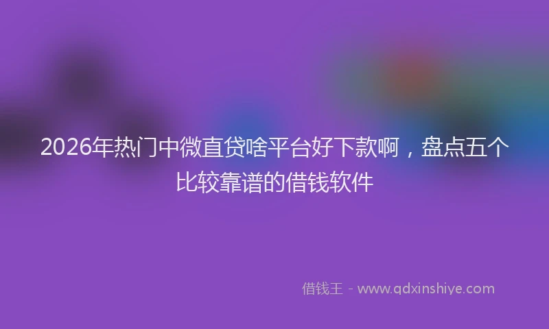 2026年热门中微直贷啥平台好下款啊，盘点五个比较靠谱的借钱软件