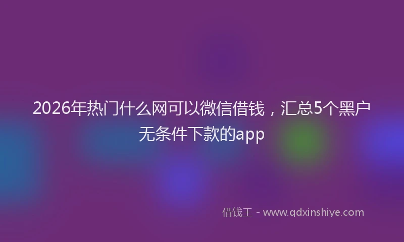 2026年热门什么网可以微信借钱，汇总5个黑户无条件下款的app