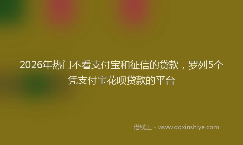 2026年热门不看支付宝和征信的贷款，罗列5个凭支付宝花呗贷款的平台