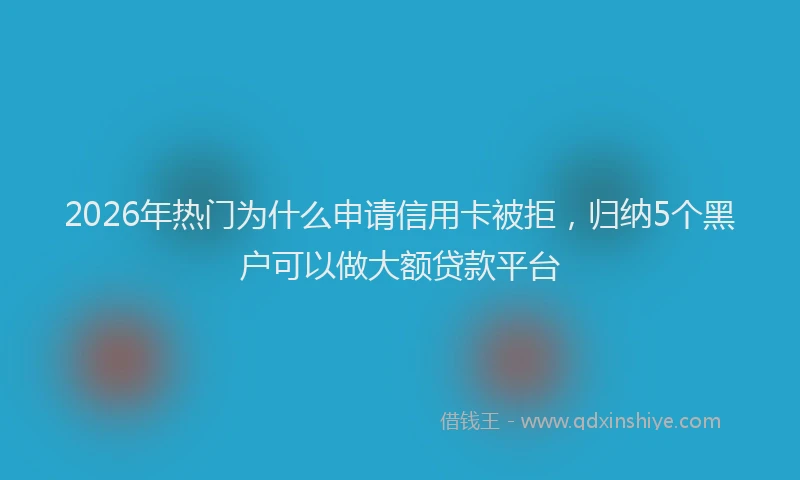 2026年热门为什么申请信用卡被拒，归纳5个黑户可以做大额贷款平台