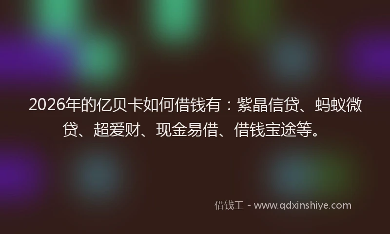 2026年的亿贝卡如何借钱有：紫晶信贷、蚂蚁微贷、超爱财、现金易借、借钱宝途等。