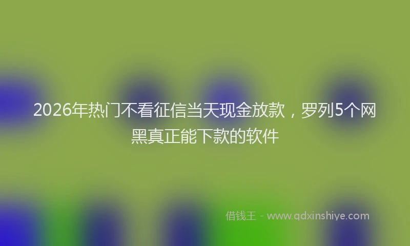 2026年热门不看征信当天现金放款，罗列5个网黑真正能下款的软件