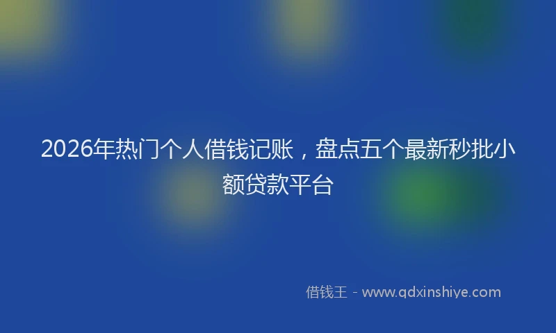 2026年热门个人借钱记账，盘点五个最新秒批小额贷款平台