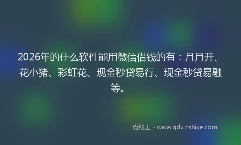 2026年的什么软件能用微信借钱的有：月月开、花小猪、彩虹花、现金秒贷易行、现金秒贷易融等。