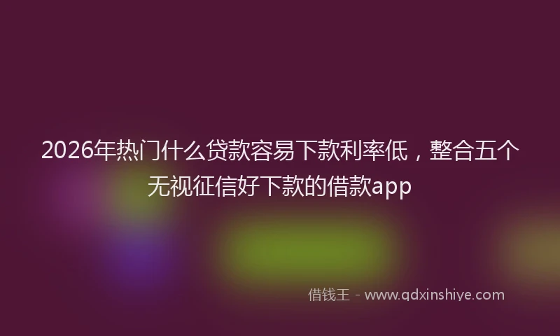 2026年热门什么贷款容易下款利率低，整合五个无视征信好下款的借款app