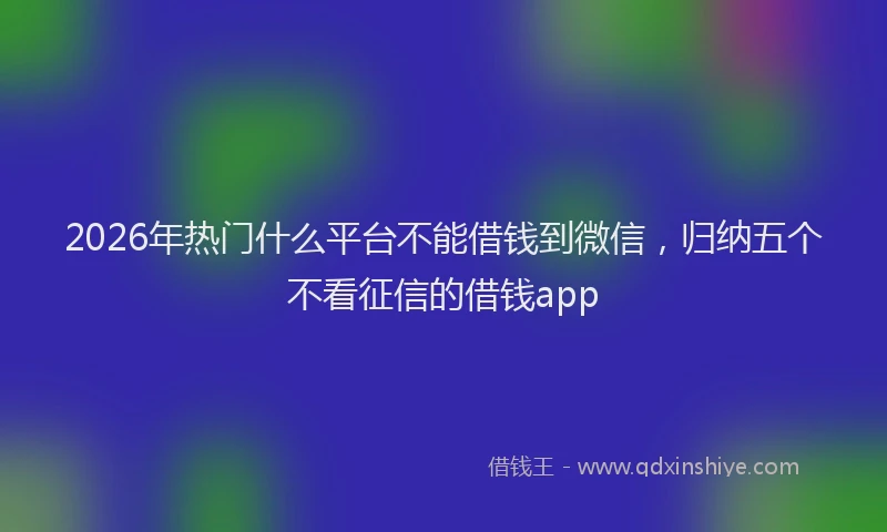 2026年热门什么平台不能借钱到微信，归纳五个不看征信的借钱app